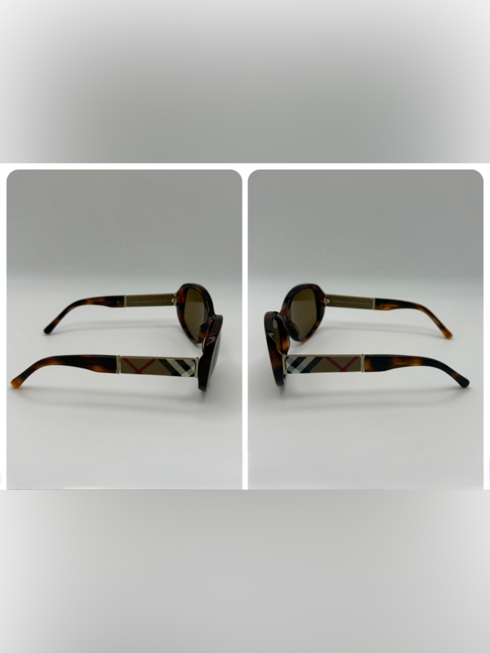 Burberry Polarized Tortoise Sunglasses with Novacheck Print - Picture 6 of 8